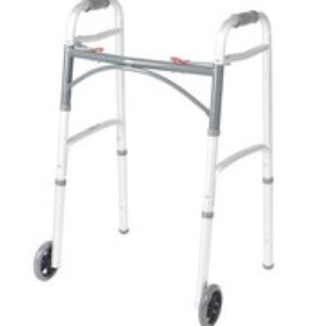 Drive Medical 10210-1 2-Button Folding Walker with Wheels, Rolling Walker, Front