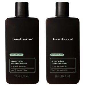 Hawthorne Everyday Conditioner For Men. Mens Conditioner For Stronger, Smoother, Healthier Hair with Plant-Derived Glycerin. Mint and Eucalyptus Scent. Natural, Sulfate Free, Paraben Free. 2-Pack.