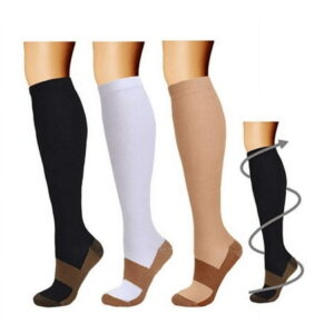 (3 Pairs) Copper Compression Socks 20-30mmHg Graduated Support Mens Womens S-XXL