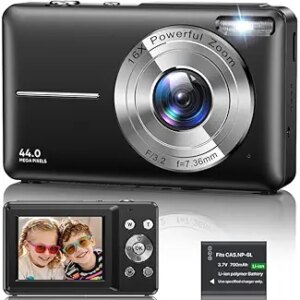 Digital Camera 1080P, 44MP FHD Compact Digital Camera, 16X Digital Zoom Portable Photo Camera with 2.4" LCD Screen, 1 Battery, Vlogging Camera for Kids, Beginners