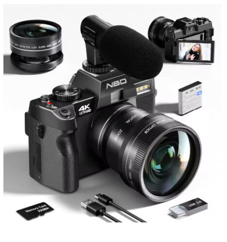 5K&64MP Digital Cameras for Photography&Video, Vlogging Camera for YouTube, Compact Camera with 64GB TF Card, WiFi,and Wide-Angle & Macro Len